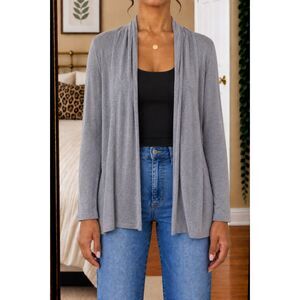 Belldini Open Front Cardigan Sweater Size M Grey Long Sleeve